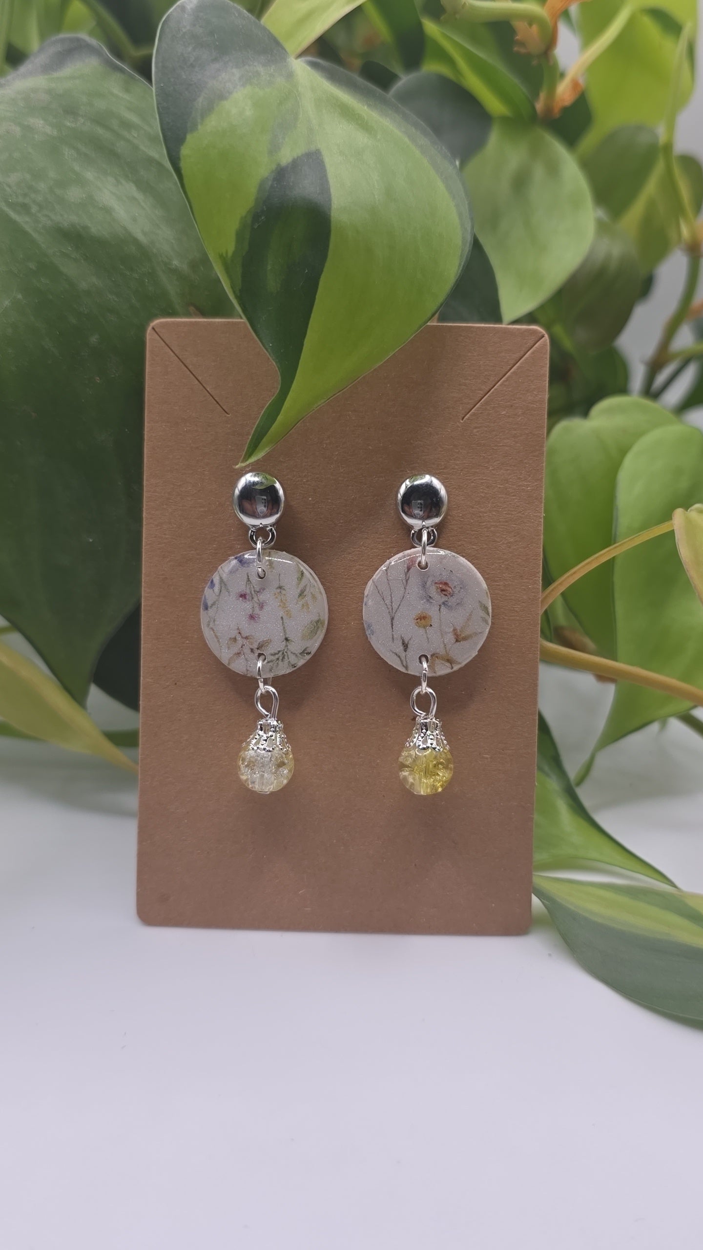 Silver floral with yellow accents