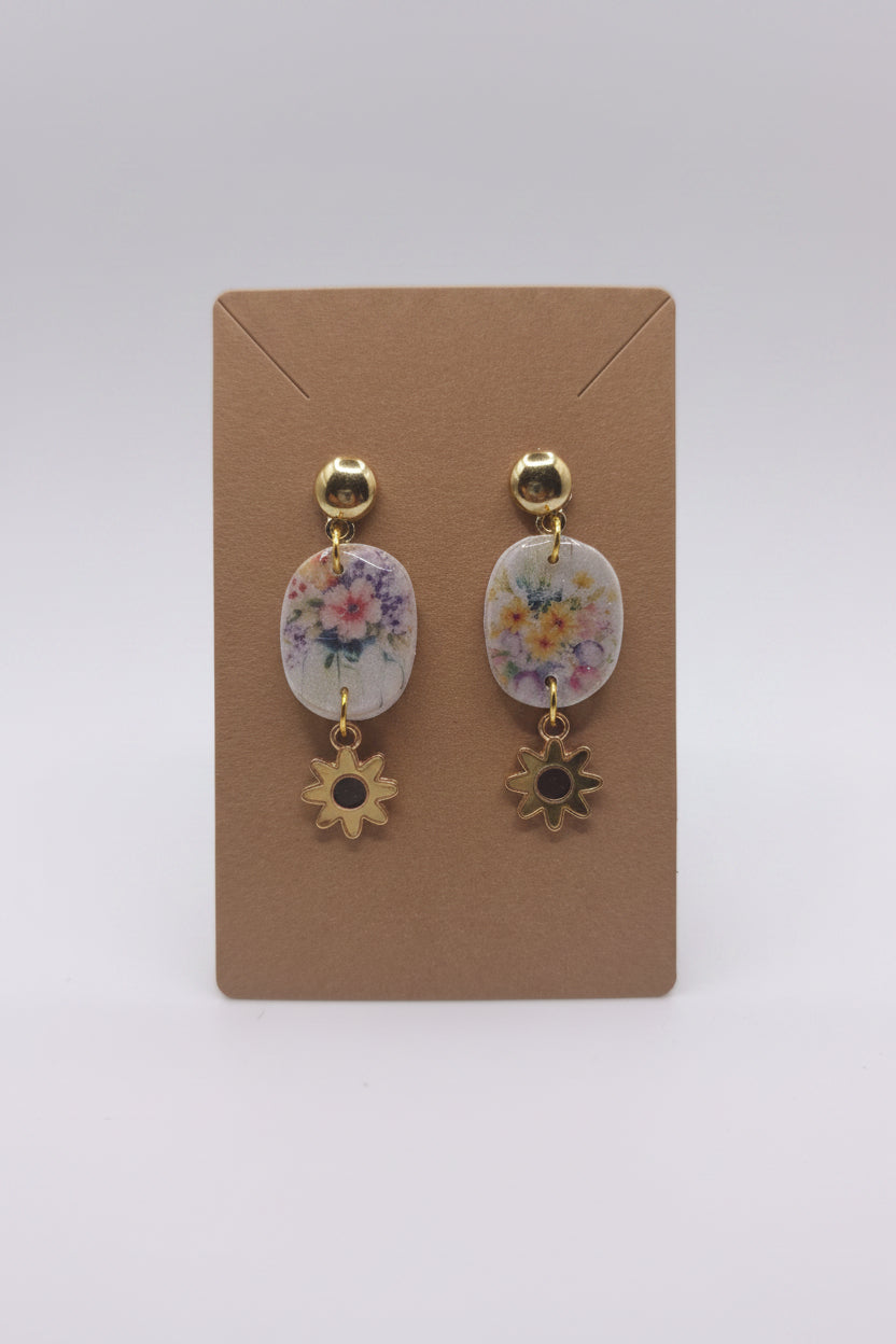 Floral polymer clay earrings